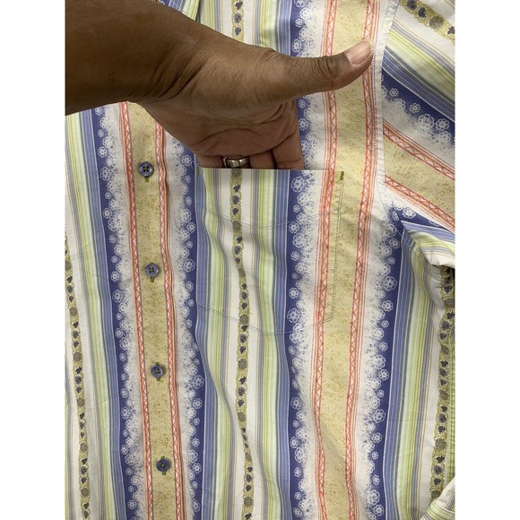 Indigo Palms Denim Co. Button Down Shirt Men's M Striped Floral Long Sleeve - Picture 11 of 16